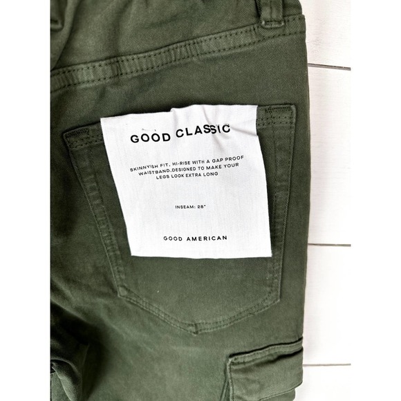 NWT Good American Army High Rise Straight Cuffed Jeans Fern - Picture 7 of 9